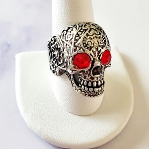2/$20š¼ Skull Biker Punk Silvertone Ring NWOT